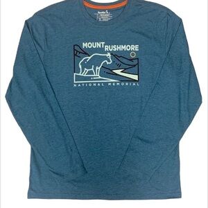 GUC Mount Rushmore Blue Long Sleeve T-Shirt with mountain goat graphic size L